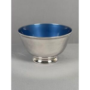 Towle Silversmiths Silver Plated Revere Bowl Cobalt Blue Enamel Interior EP 5002